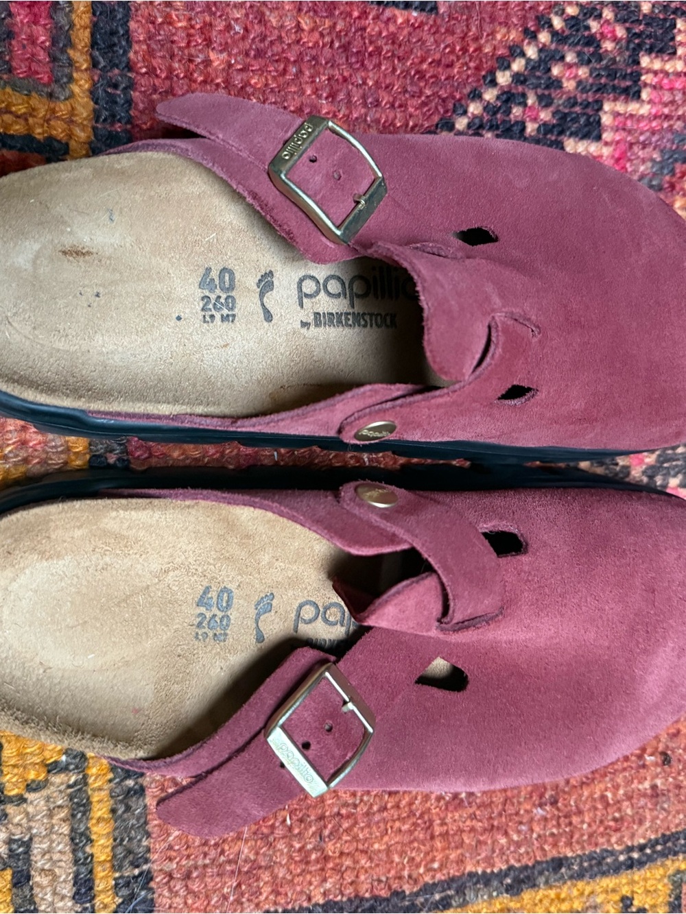 Birkenstock Platform Burgundy Suede Clog Mules, size 39 - Picture 7 of 12